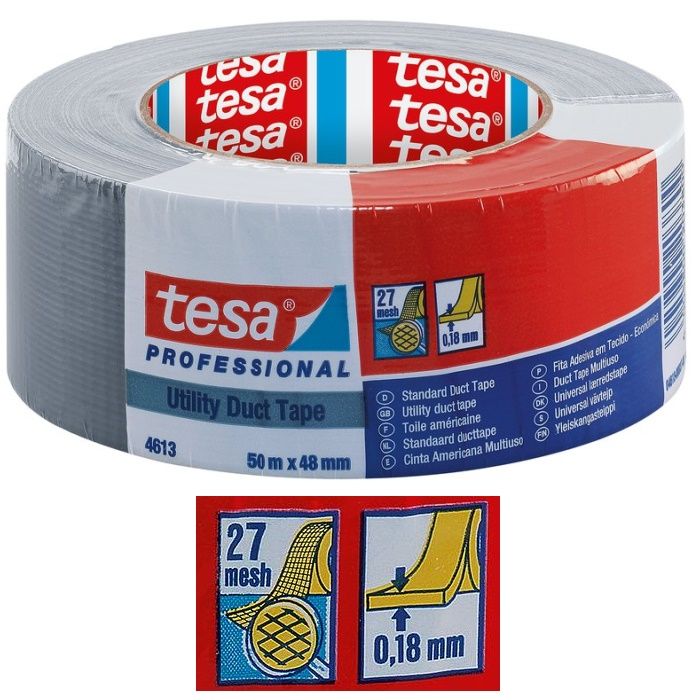 tesa Cauruļvadu līmlente pelēka 93N/25mm 48mm x 50m